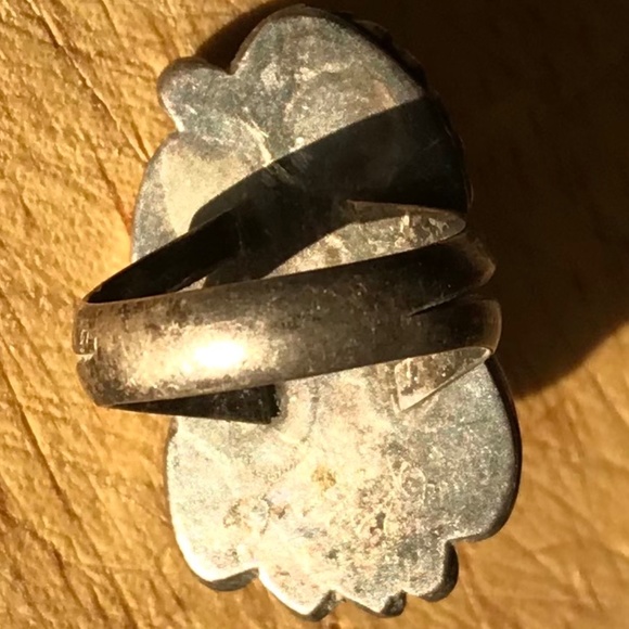 Vintage pawn-type turquoise silver Navajo ring signed - Picture 4 of 6